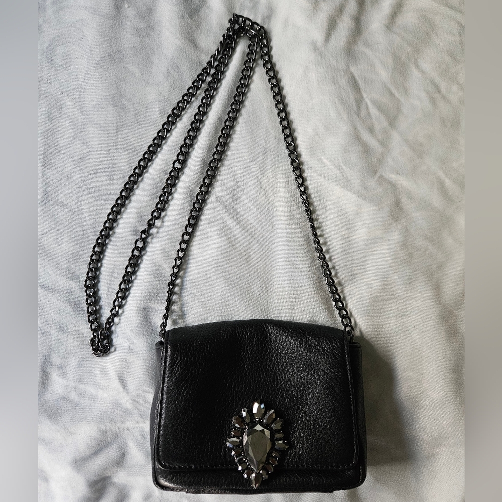 Juicy Couture Mini Black Leather Chain Shoulder Bag